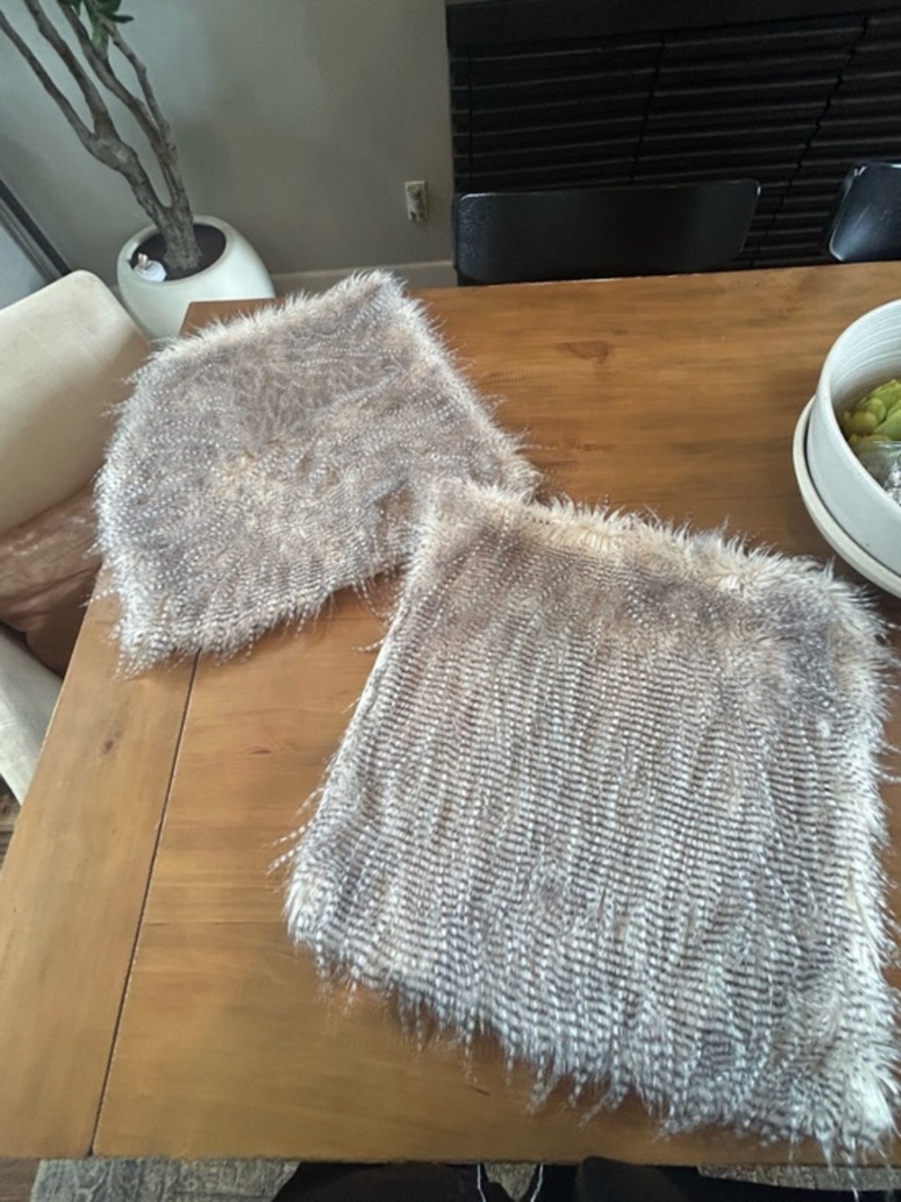 Set of 2 Madison Park Plush Faux Fur Throw Pillow Covers in Taupe